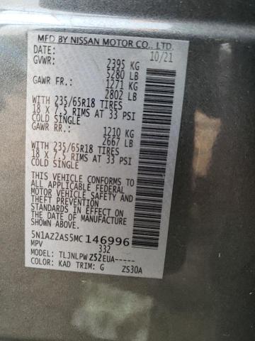 55493843 :رقم المزاد ، 5N1AZ2AS5MC146996 vin ، 2021 Nissan Murano S مزاد بيع
