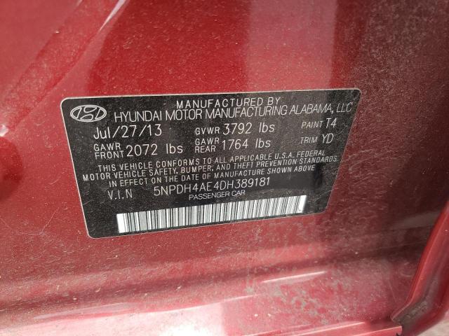 Aukcja sprzedaży 2013 Hyundai Elantra Gls, vin: 5NPDH4AE4DH389181, numer aukcji: 56563623