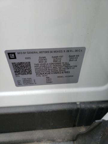 2021 Chevrolet Equinox Lt მანქანა იყიდება აუქციონზე, vin: 3GNAXUEVXMS147931, აუქციონის ნომერი: 56148353