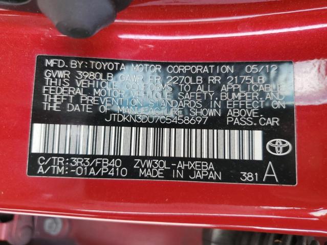 Aukcja sprzedaży 2012 Toyota Prius, vin: JTDKN3DU7C5458697, numer aukcji: 57622753