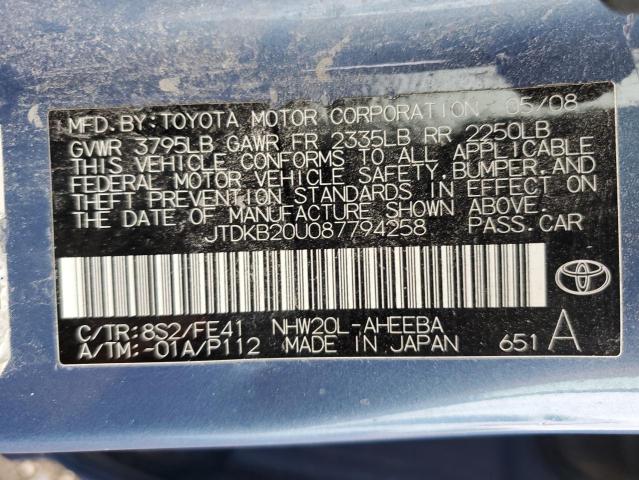 Aukcja sprzedaży 2008 Toyota Prius, vin: JTDKB20U087794258, numer aukcji: 54535993