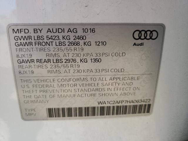 2017 Audi Q5 Premium მანქანა იყიდება აუქციონზე, vin: WA1C2AFP7HA063422, აუქციონის ნომერი: 56470273