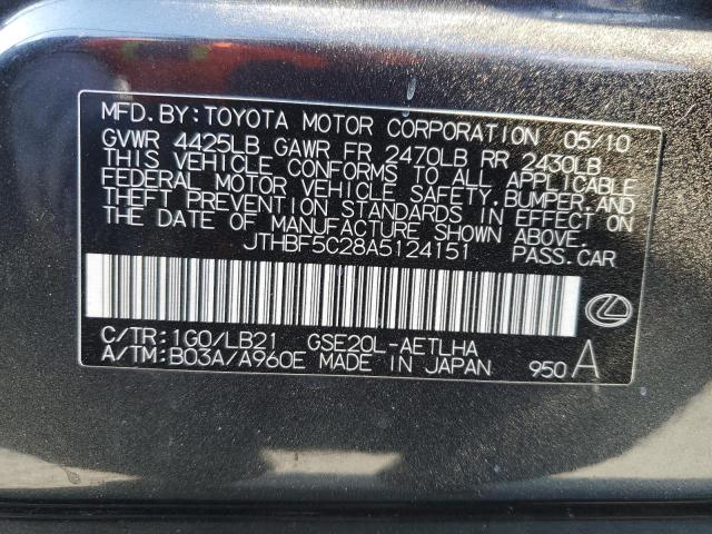 Продаж на аукціоні авто 2010 Lexus Is 250, vin: JTHBF5C28A5124151, номер лоту: 55772803