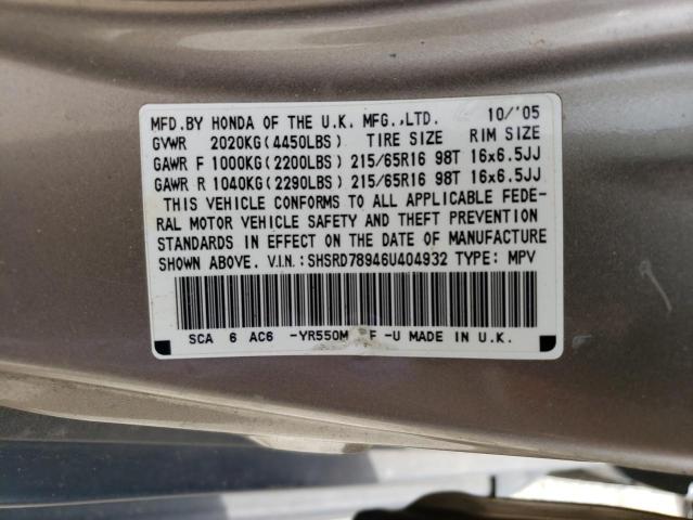 Продаж на аукціоні авто 2006 Honda Cr-v Se, vin: SHSRD78946U404932, номер лоту: 56536493