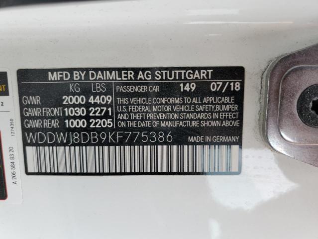 2019 Mercedes-benz C 300 მანქანა იყიდება აუქციონზე, vin: WDDWJ8DB9KF775386, აუქციონის ნომერი: 56477483