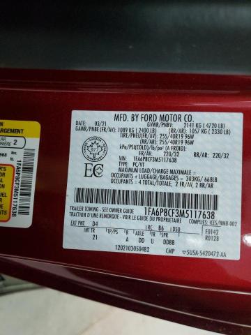 Auction sale of the 2021 Ford Mustang Gt, vin: 1FA6P8CF3M5117638, lot number: 57140073