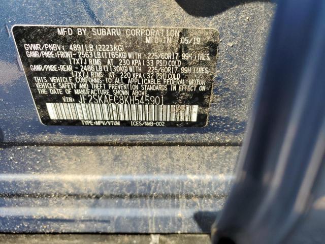 54112133 :رقم المزاد ، JF2SKAEC8KH545901 vin ، 2019 Subaru Forester Premium مزاد بيع