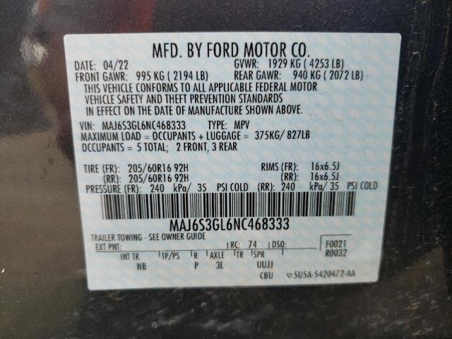 2022 Ford Ecosport Se მანქანა იყიდება აუქციონზე, vin: MAJ6S3GL6NC468333, აუქციონის ნომერი: 56860713