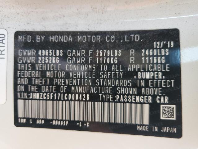 Продажа на аукционе авто 2020 Honda Clarity, vin: JHMZC5F17LC000428, номер лота: 57968553