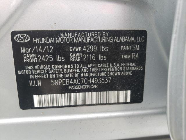 2012 Hyundai Sonata Gls მანქანა იყიდება აუქციონზე, vin: 5NPEB4AC7CH493537, აუქციონის ნომერი: 55514383