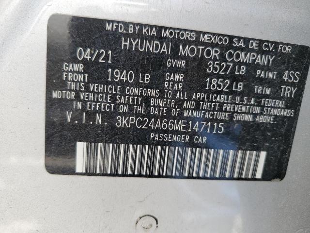 Продажа на аукционе авто 2021 Hyundai Accent Se, vin: 3KPC24A66ME147115, номер лота: 55021103