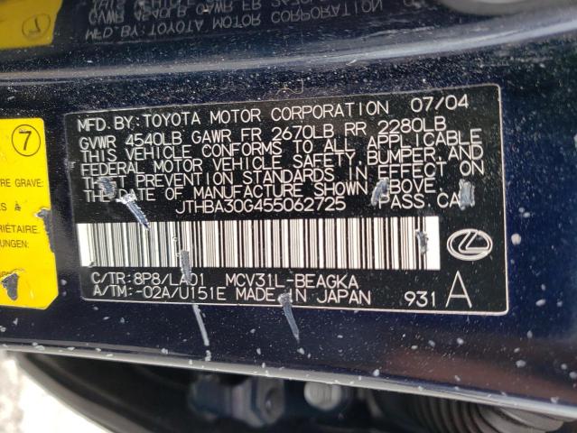 Aukcja sprzedaży 2005 Lexus Es 330, vin: JTHBA30G455062725, numer aukcji: 57378393