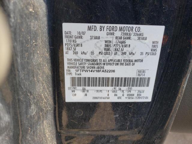 2008 Ford F150 Supercrew მანქანა იყიდება აუქციონზე, vin: 1FTPW14V18FA52206, აუქციონის ნომერი: 57641113