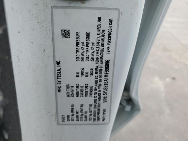 2021 Tesla Model 3 მანქანა იყიდება აუქციონზე, vin: 5YJ3E1EA1MF996096, აუქციონის ნომერი: 55443463