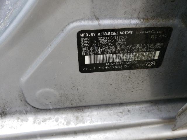 Aukcja sprzedaży 2020 Mitsubishi Mirage Es, vin: ML32A3HJ3LH004606, numer aukcji: 55596883