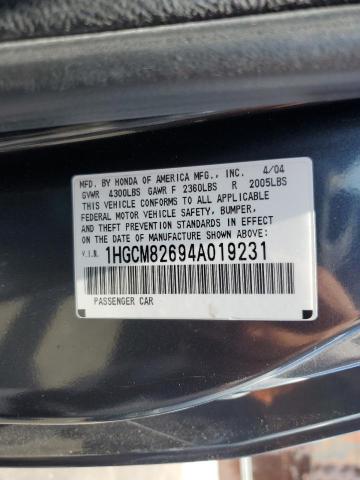 2004 Honda Accord Ex მანქანა იყიდება აუქციონზე, vin: 1HGCM82694A019231, აუქციონის ნომერი: 58561343