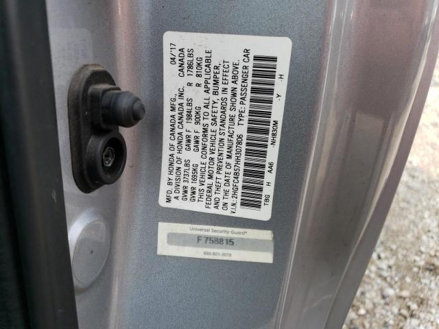 Aukcja sprzedaży 2017 Honda Civic Lx, vin: 2HGFC4B57HH307806, numer aukcji: 55921573