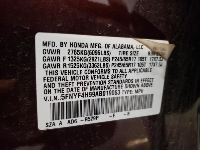 Продажа на аукционе авто 2010 Honda Pilot Touring, vin: 5FNYF4H99AB019063, номер лота: 55604563