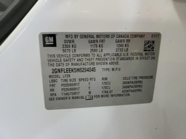 57344403 :رقم المزاد ، 2GNFLEEK5H6294045 vin ، 2017 Chevrolet Equinox Ls مزاد بيع