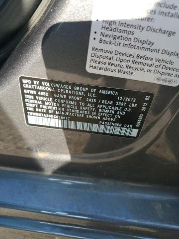 56744823 :رقم المزاد ، 1VWBN7A30DC078677 vin ، 2013 Volkswagen Passat Se مزاد بيع