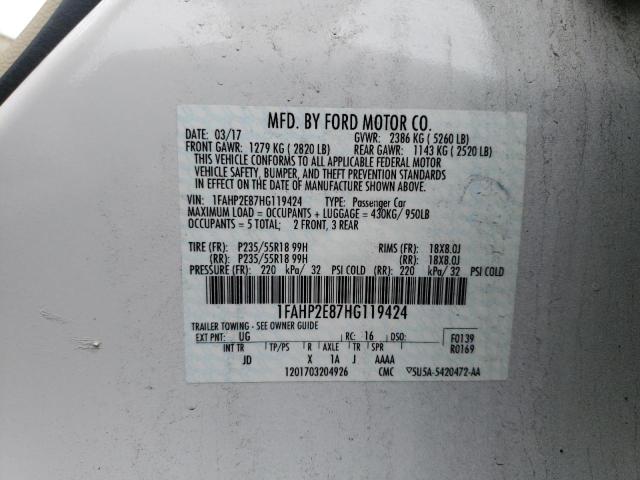 Aukcja sprzedaży 2017 Ford Taurus Sel, vin: 1FAHP2E87HG119424, numer aukcji: 55485523