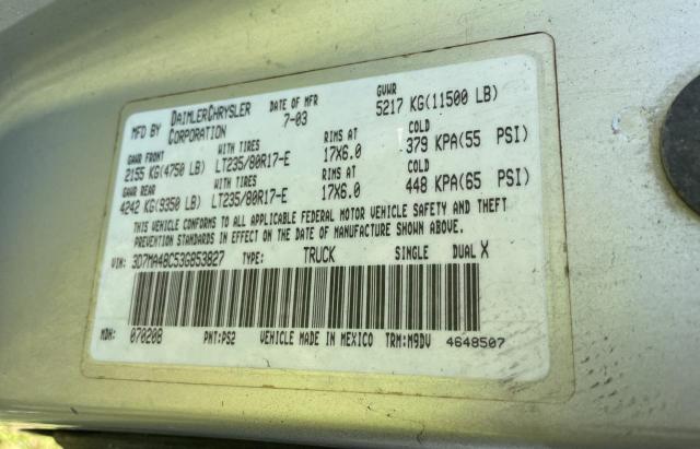 56337443 :رقم المزاد ، 3D7MA48C53G853827 vin ، 2003 Dodge Ram 3500 St مزاد بيع