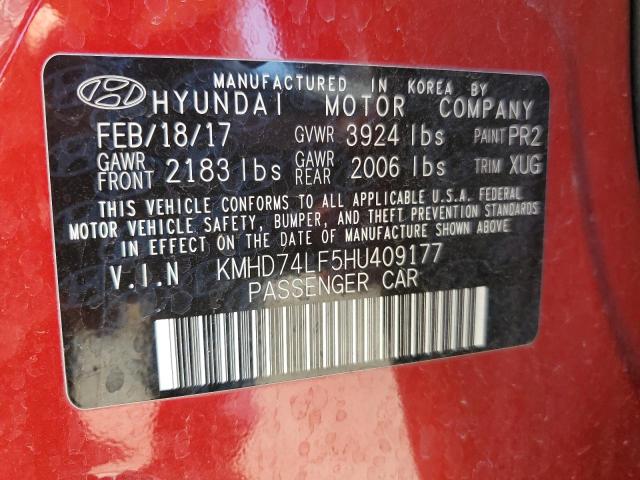 57114813 :رقم المزاد ، KMHD74LF5HU409177 vin ، 2017 Hyundai Elantra Se مزاد بيع