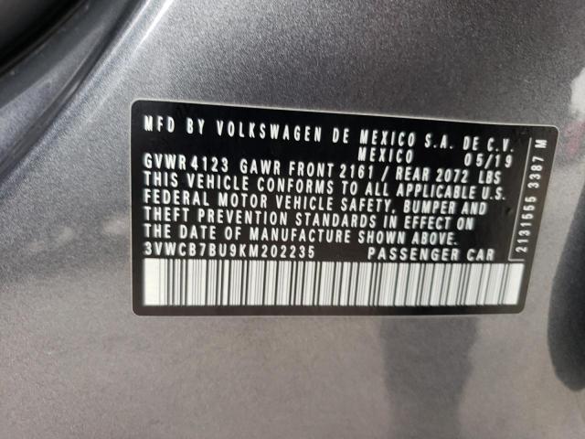 57597543 :رقم المزاد ، 3VWCB7BU9KM202235 vin ، 2019 Volkswagen Jetta S مزاد بيع
