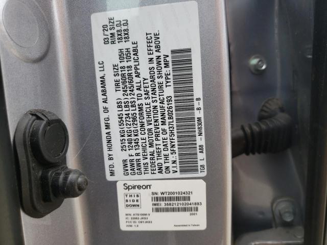 Продаж на аукціоні авто 2020 Honda Pilot Ex, vin: 5FNYF5H37LB026193, номер лоту: 54676243