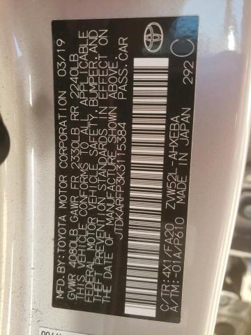 57030253 :رقم المزاد ، JTDKARFP3K3115384 vin ، 2019 Toyota Prius Prime مزاد بيع