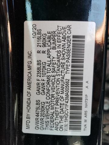 Продаж на аукціоні авто 2021 Honda Accord Sport Se, vin: 1HGCV1F43MA005662, номер лоту: 57821173
