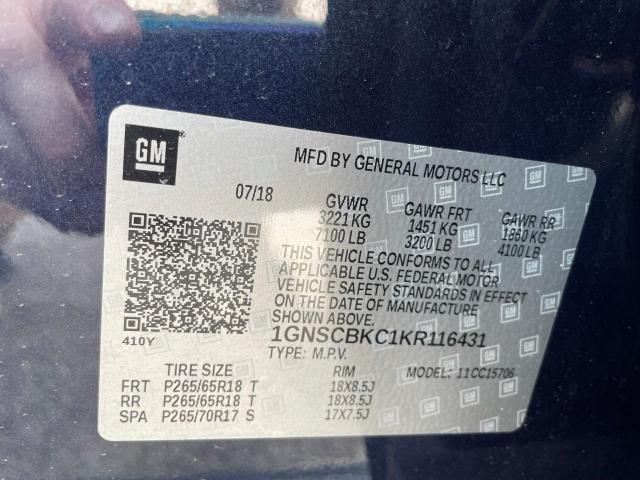 57271073 :رقم المزاد ، 1GNSCBKC1KR116431 vin ، 2019 Chevrolet Tahoe C1500 Lt مزاد بيع