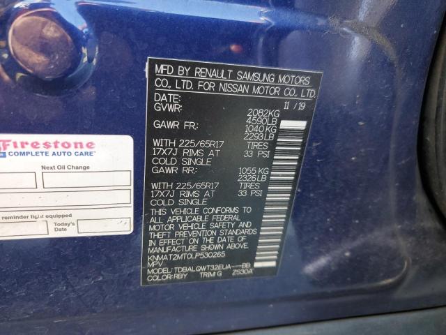 58345193 :رقم المزاد ، KNMAT2MT0LP530265 vin ، 2020 Nissan Rogue S مزاد بيع