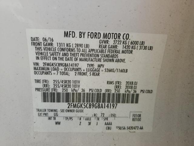 56740253 :رقم المزاد ، 2FMGK5C89GBA14197 vin ، 2016 Ford Flex Sel مزاد بيع
