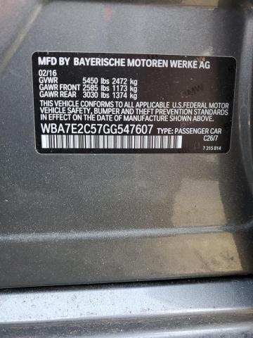 2016 Bmw 740 I მანქანა იყიდება აუქციონზე, vin: WBA7E2C57GG547607, აუქციონის ნომერი: 56918983
