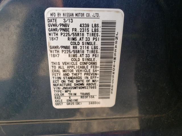 57839463 :رقم المزاد ، JN8AS5MT9DW527865 vin ، 2013 Nissan Rogue S مزاد بيع