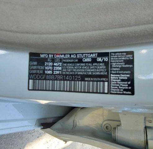 55769453 :رقم المزاد ، WDDGF8BB7BR140125 vin ، 2011 Mercedes-benz C 300 4matic مزاد بيع