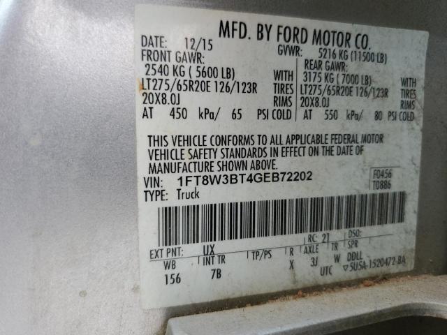 2016 Ford F350 მანქანა იყიდება აუქციონზე, vin: 1FT8W3BT4GEB72202, აუქციონის ნომერი: 60027534