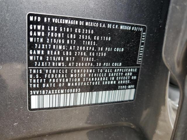 Aukcja sprzedaży 2019 Volkswagen Tiguan, vin: 3VV1B7AXXKM109893, numer aukcji: 56849074