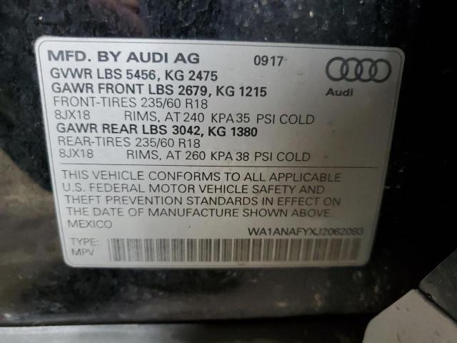 Продажа на аукционе авто 2018 Audi Q5 Premium, vin: WA1ANAFYXJ2062093, номер лота: 58901094