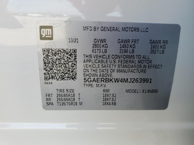 2021 Buick Enclave Essence მანქანა იყიდება აუქციონზე, vin: 5GAERBKW4MJ263991, აუქციონის ნომერი: 58268884