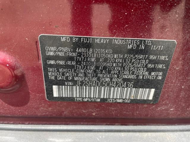 Продаж на аукціоні авто 2012 Subaru Forester 2, vin: JF2SHADC5CH420436, номер лоту: 60652644