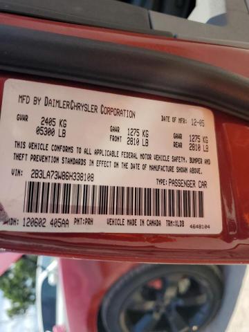2006 Dodge Charger Srt-8 მანქანა იყიდება აუქციონზე, vin: 2B3LA73W86H338108, აუქციონის ნომერი: 58089824