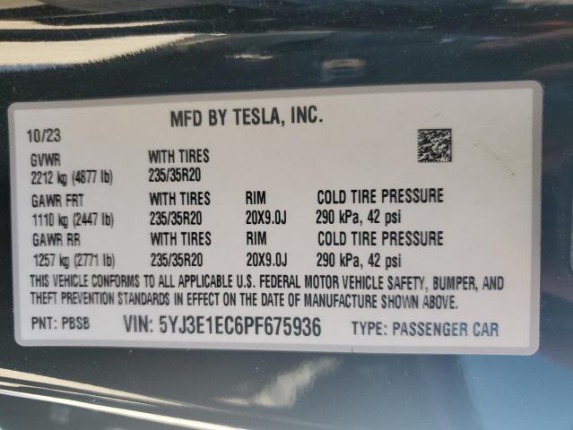 Продаж на аукціоні авто 2023 Tesla Model 3, vin: 5YJ3E1EC6PF675936, номер лоту: 58169924