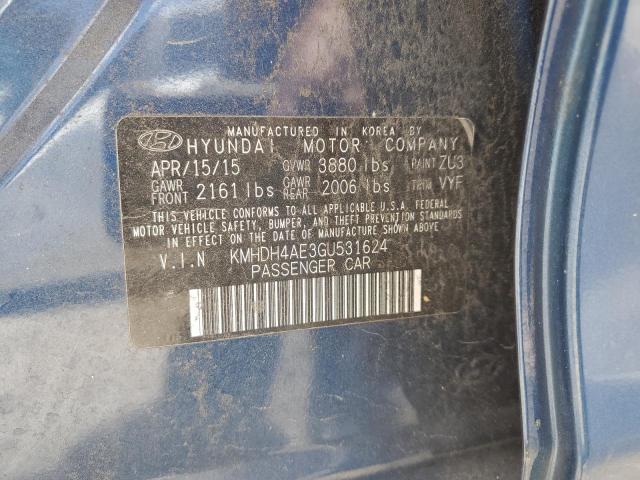 2016 Hyundai Elantra მანქანა იყიდება აუქციონზე, vin: KMHDH4AE3GU531624, აუქციონის ნომერი: 59865654