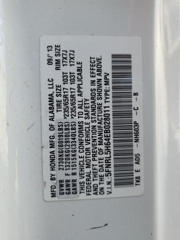 59994454 :رقم المزاد ، 5FNRL5H64EB028011 vin ، 2014 Honda Odyssey Exl مزاد بيع