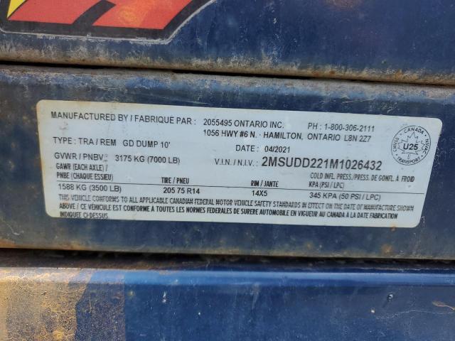 57212284 :رقم المزاد ، 2MSUDD221M1026432 vin ، 2021 Dump Trailer مزاد بيع