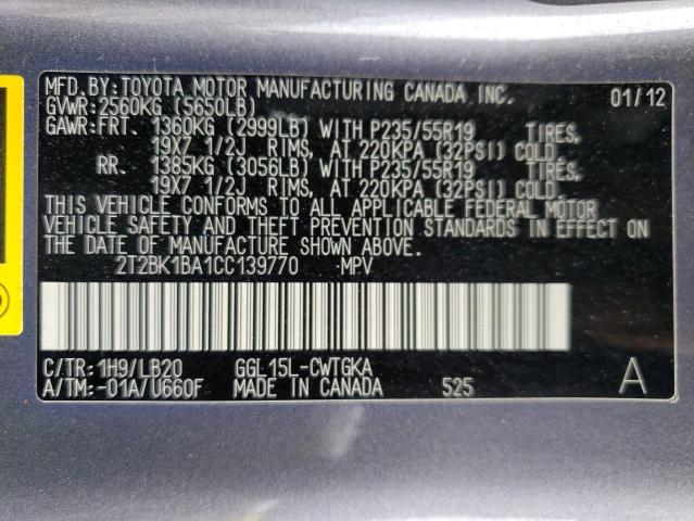Aukcja sprzedaży 2012 Lexus Rx 350, vin: 2T2BK1BA1CC139770, numer aukcji: 58948574