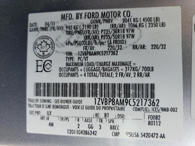 Aukcja sprzedaży 2012 Ford Mustang, vin: 1ZVBP8AM9C5217362, numer aukcji: 57281044