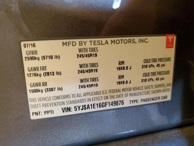 57877894 :رقم المزاد ، 5YJSA1E18GF149876 vin ، 2016 Tesla Model S مزاد بيع